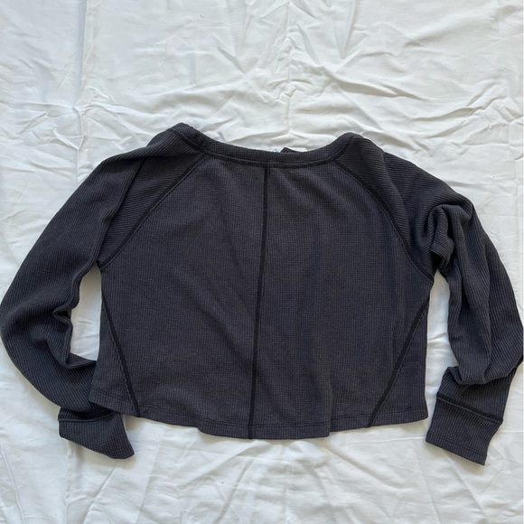 NWT Free People Dark Gray Long Sleeve Tee - Picture 2 of 9